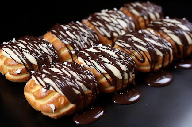 Chocolate Drizzled Pastries yummy delicious pastry food image photography