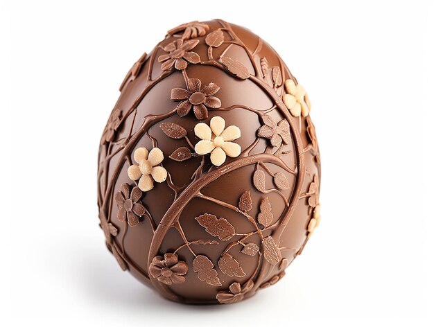 Chocolate Easter egg 2024 handdecorated with a floral pattern pastry decorations cutout