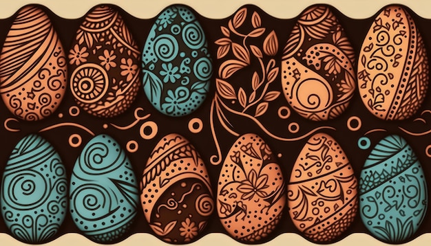 Chocolate Easter Egg Pattern AI Generative