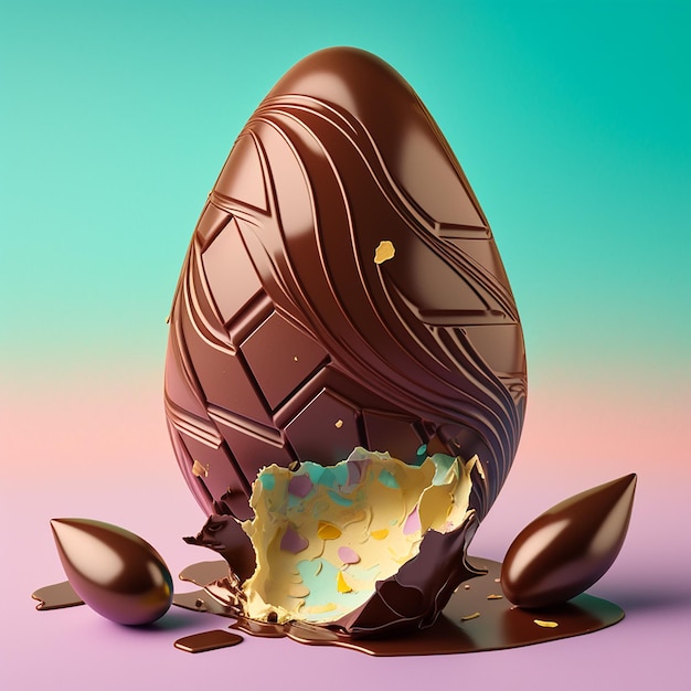 A chocolate easter egg with a bite out of it.