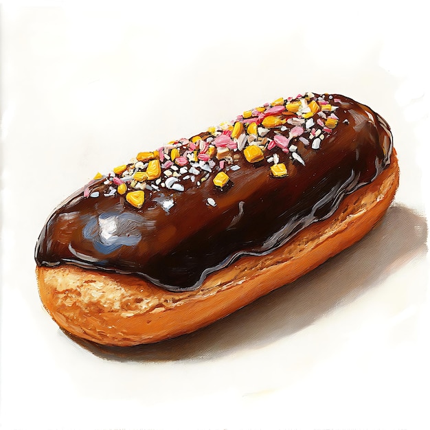 Photo chocolate eclair with sprinkles delicious pastry dessert