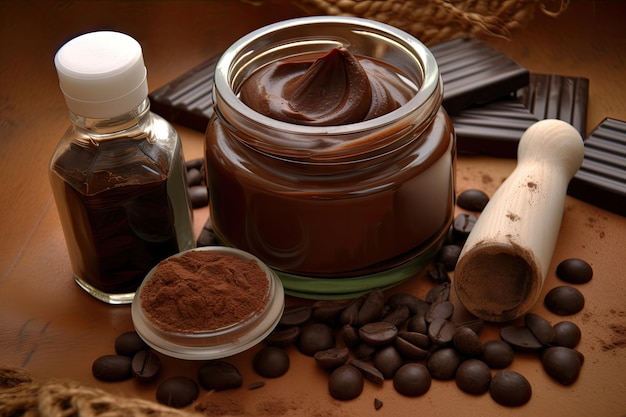 Chocolate facial with steam and warming aromatherapy oil blend created with generative ai