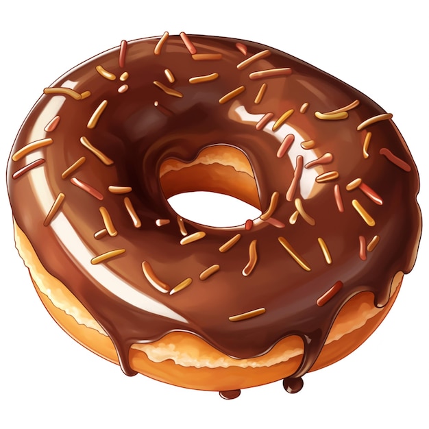 Chocolate frosted donut with sprinkles and chocolate glaze generative ai