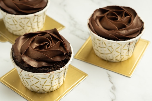 Chocolate ganache cup cake photography