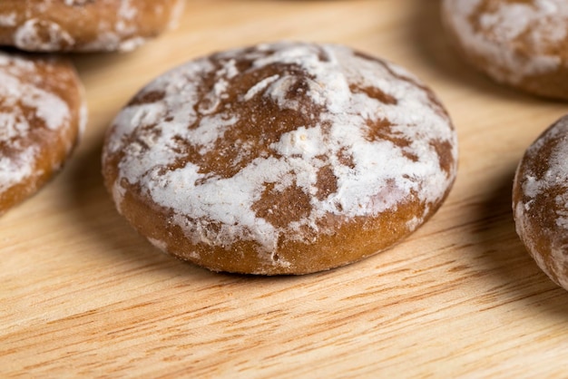 Chocolate gingerbread with ginger flavor on the table a large number of gingerbread on the table