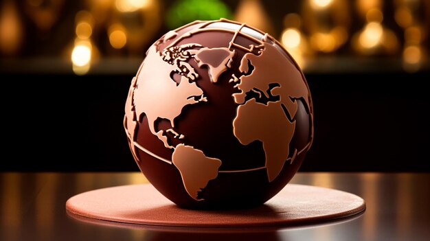 Chocolate globe on the table