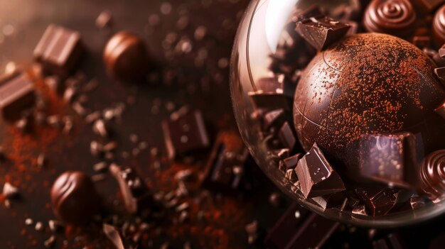 Photo chocolate globe with pieces