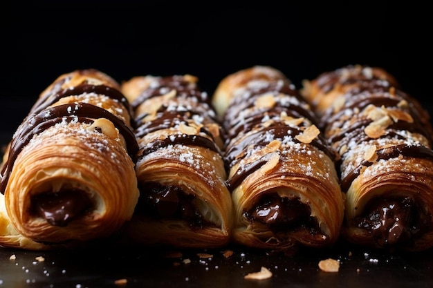 Chocolate Hazelnut Croissants yummy delicious pastry food image photography