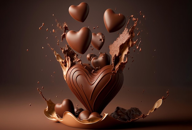 Chocolate heart romantic gift background generative ai