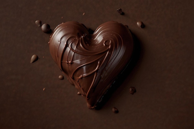 Chocolate heart in waves of chocolate