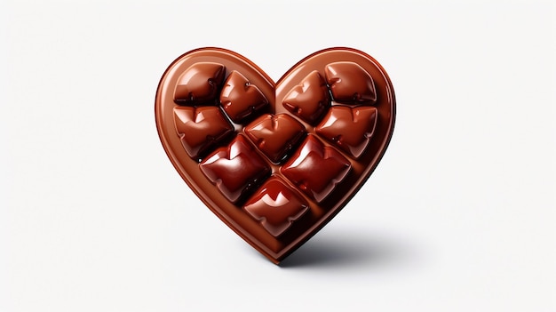 Chocolate heart on a white backgroundgenerative ai