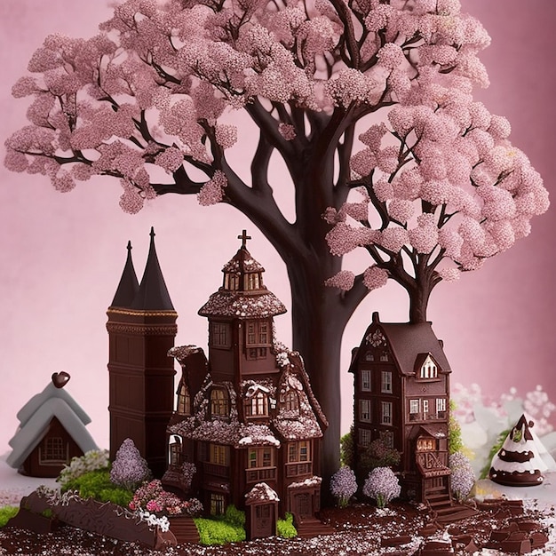 A chocolate house everything there is made of chocolate AI generated art