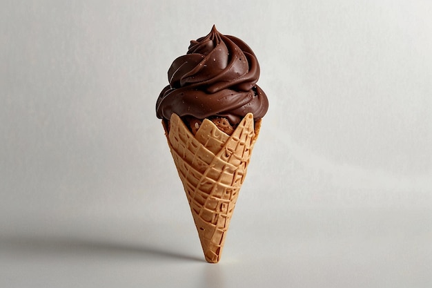 Chocolate ice cream cone isolate on white background