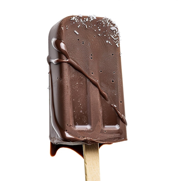 a chocolate ice cream ice cream is shown on a stick