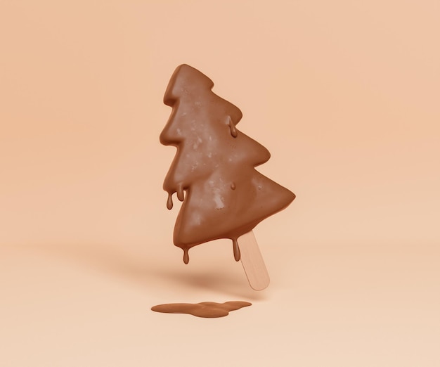 Chocolate ice cream in shape of Christmas tree