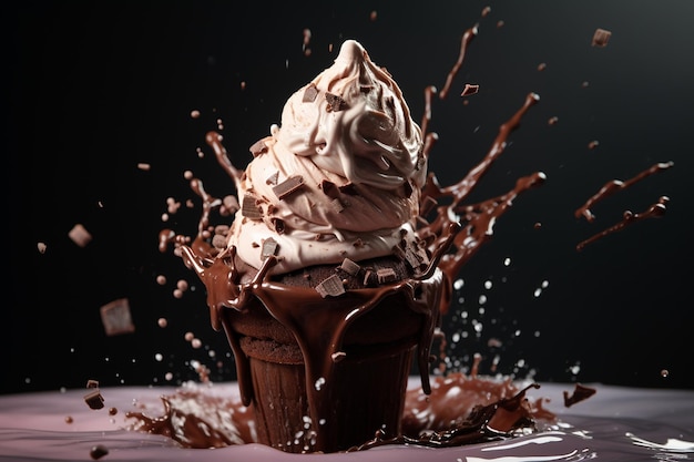 Chocolate Ice Cream Splash Generative AI