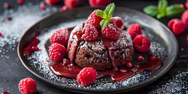 Photo chocolate lava cake with molten center