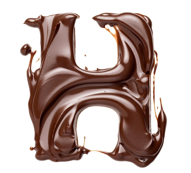 Chocolate letter H isolated on white background top view Gener