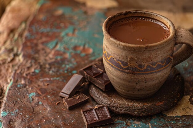 Photo chocolate mexicano mug of mexican chocolate from oaxaca mexico