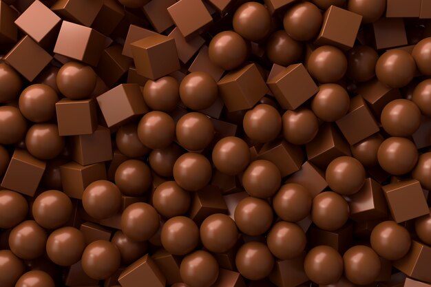 Chocolate milk spheres and cubes