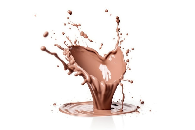 Chocolate milk splash isolated on white background AI generated