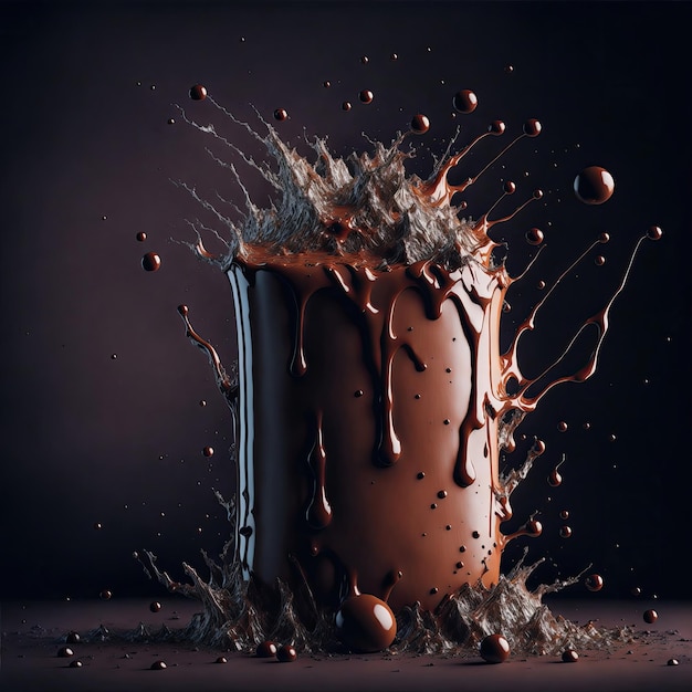 Chocolate Milk with bright splashes of milk and bubbles food photography