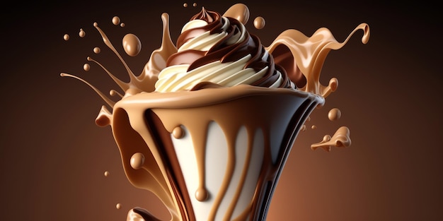 Chocolate milkshake created with generative ai technology high quality illustration