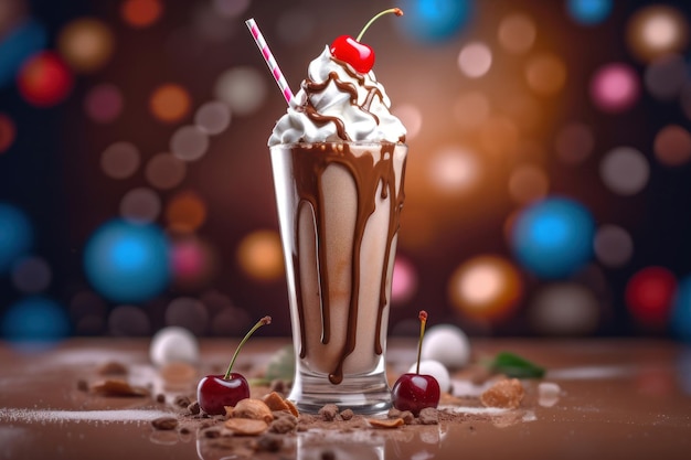 Chocolate milkshake dark cream Generate Ai