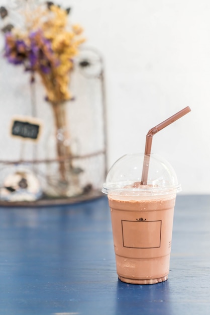 chocolate milkshake on  table