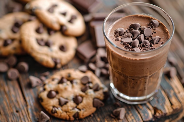 Chocolate Milkshake with Chocolate Chip Cookies