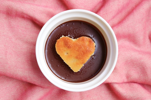 Chocolate Mousse Decorated with Heart Shaped Chiffon Cake