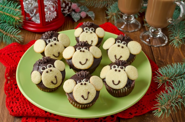 Chocolate muffins Monkey. The symbol of the New year