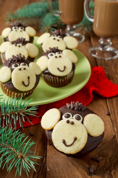 Chocolate muffins Monkey. The symbol of the New year