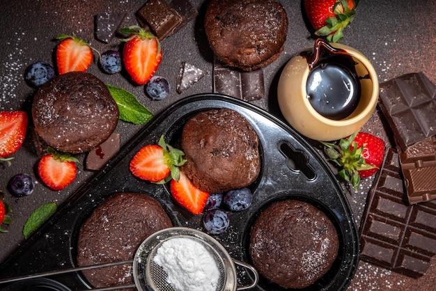 Chocolate muffins with berry