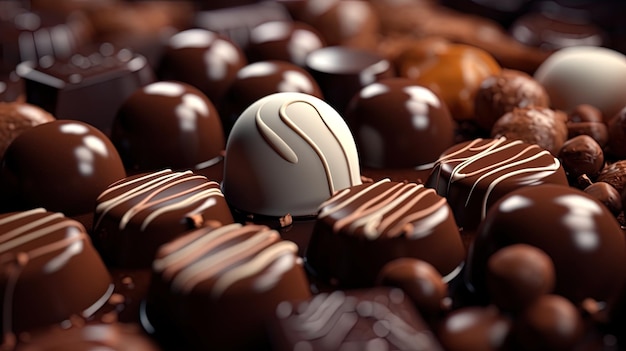 Chocolate pralines skill of confectioners in every candy High quality illustration