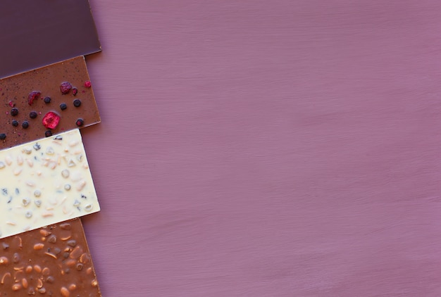 Chocolate on a purple background