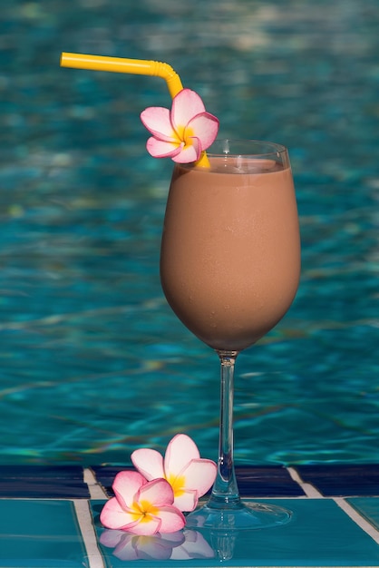 Chocolate shake at the swimming pool