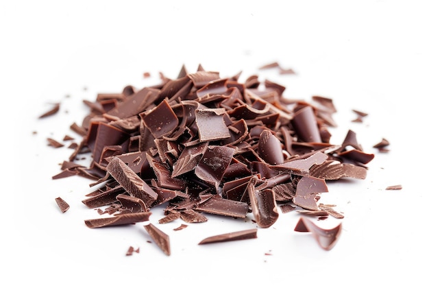 Chocolate shavings on a white surface