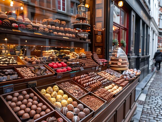 Photo chocolate shops selling artisanal chocolates at a market in traditional and culture market photo