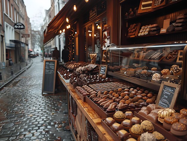 Photo chocolate shops selling artisanal chocolates at a market in traditional and culture market photo