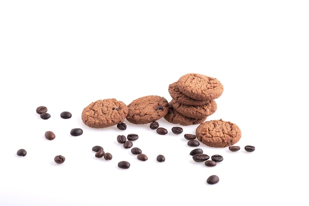 Chocolate soft cookie brownies isolated on a white background