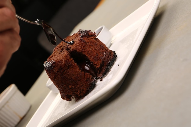 Chocolate Souffle with ice cream 