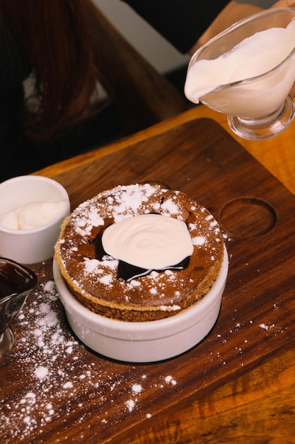 Chocolate Souffle with ice cream