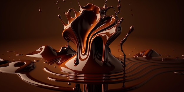 Chocolate splash created with generative ai technology high quality illustration