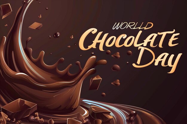 Chocolate splash dark and milk chocolate liquid chocolate bar Happy Chocolate Day background