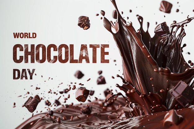 Chocolate splash dark and milk chocolate liquid chocolate bar Happy Chocolate Day background