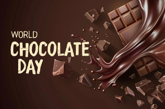 Chocolate splash dark and milk chocolate liquid chocolate bar Happy Chocolate Day background