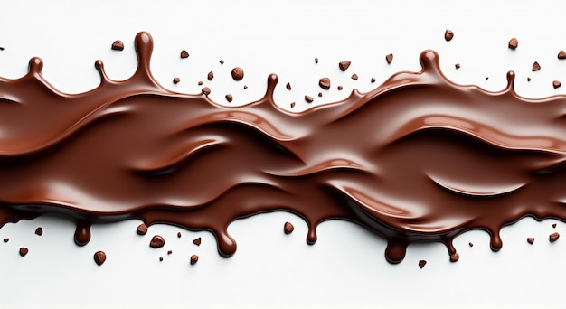 a chocolate splash is being poured over a white background