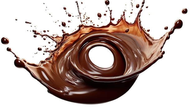 Chocolate splash isolated on white background Generative Ai