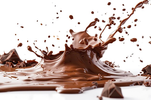 Chocolate splash isolated on white background